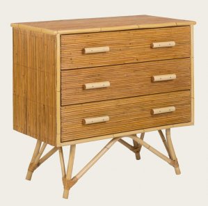TRO041 - SPLIT CANE BAMBOO CHEST WITH THREE DRAWERS
