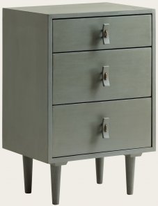 MID051 - BEDSIDE TABLE WITH THREE DRAWERS & WOOD HANDLES