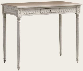 GUS103 - RECTANGLE TABLE WITH CARVING ONE DRAWER & WOOD TOP